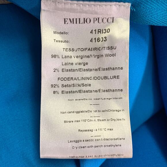 EMILIO PUCCI Size 8 Blue Crepe V-Neck Cocktail Dress - Picture 5 of 6